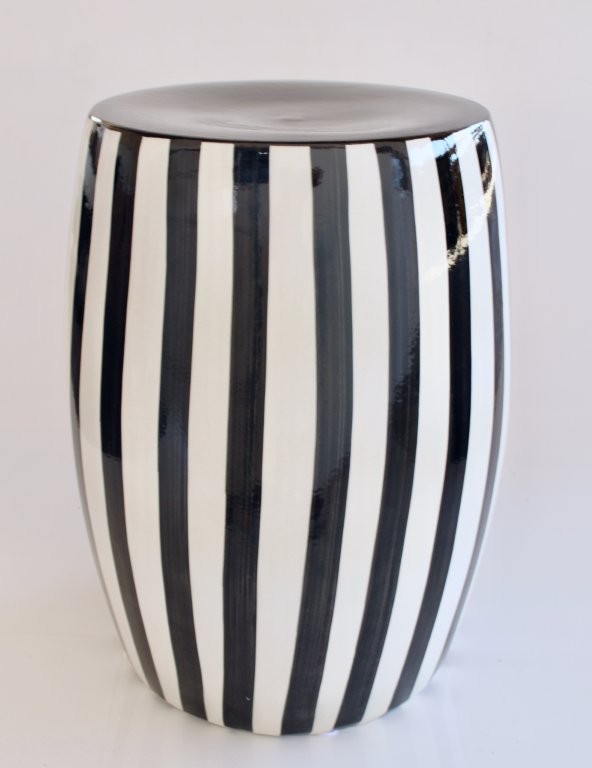 Black Stripe Ceramic Garden Stool
